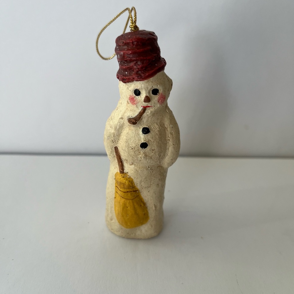 Midwest Cannon Falls Teena Flanner Snowman with Pipe & Broom Christmas Ornament